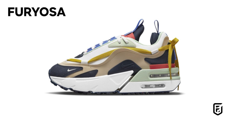 nike air max furyosa trainers in white and beige