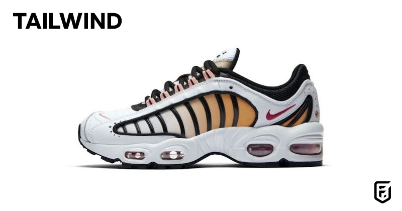 nike air max tailwind trainers in white and orange