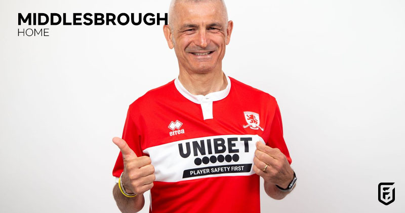 middlesbrough 2022-23 home shirt in red and white