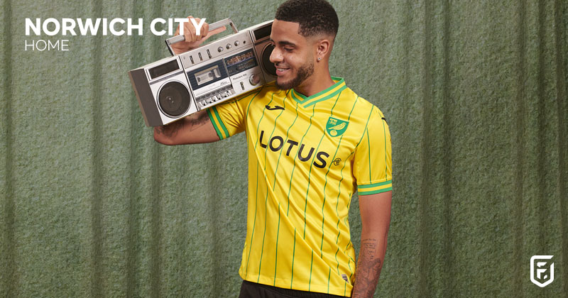 norwich city 2022-23 home shirt in yellow and green