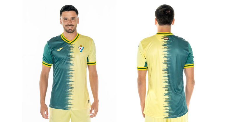 sd eibar third shirt 2022-23 in green and yellow