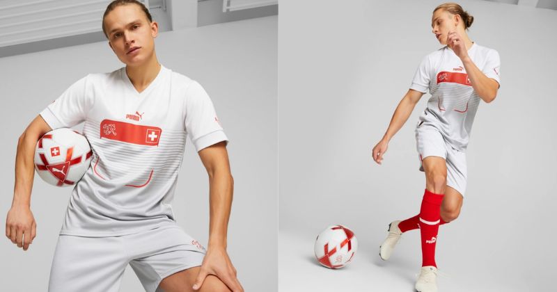 switzerland away shirt 2022-23 in white and red