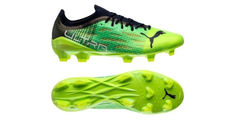 puma ultra 1.3 football boots in green and black
