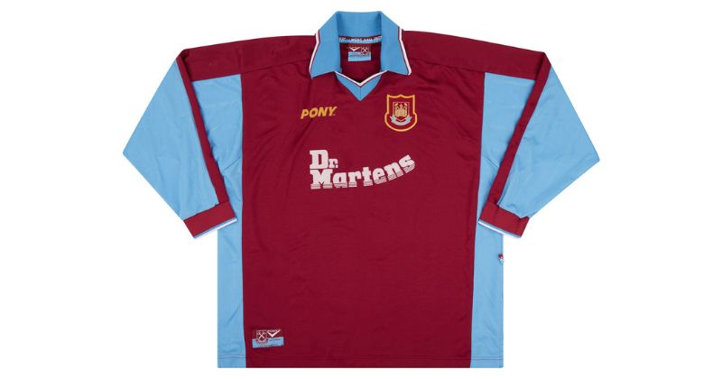 west ham united dr martens shirt in maroon and blue