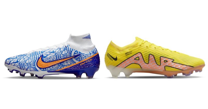 nike mercurial superfly 9 and vapor 15 football boots in blue and yellow