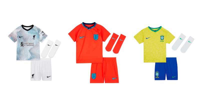 mini baby and toddler football kits liverpool england and brazil