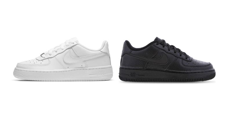 nike air force 1 kids trainers in white and black