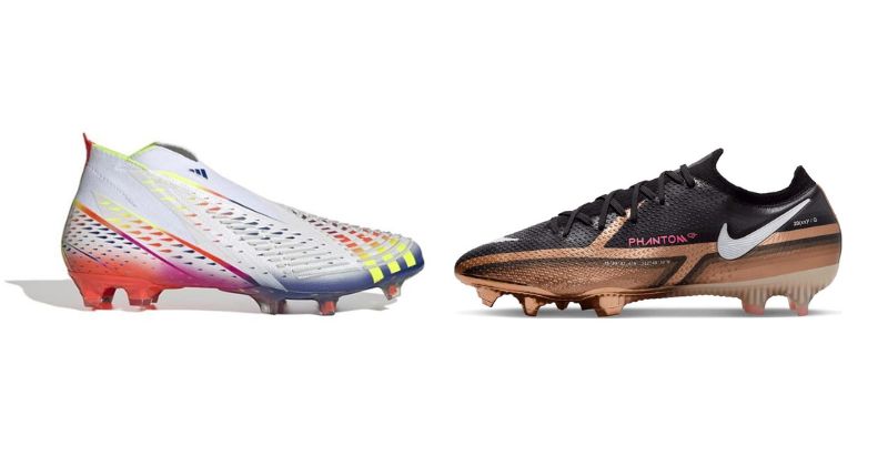 adidas predator edge and nike phantom gt2 football boots in white and black