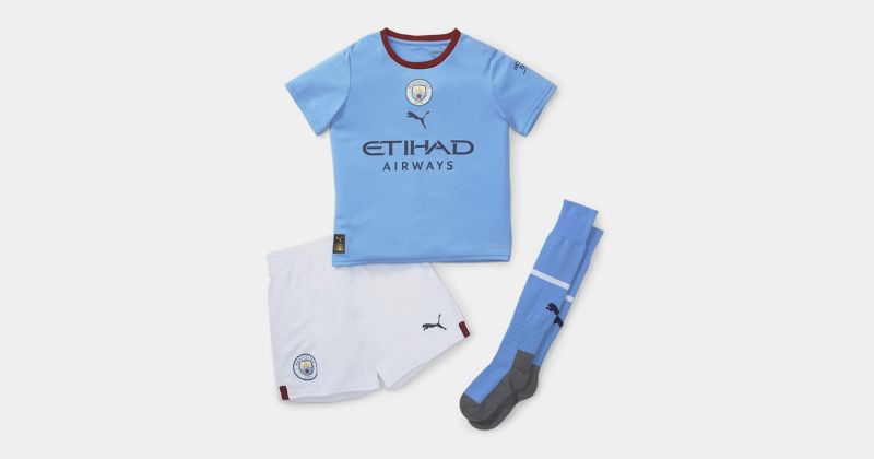 baby toddler man city home mini kit 2022-23 in blue