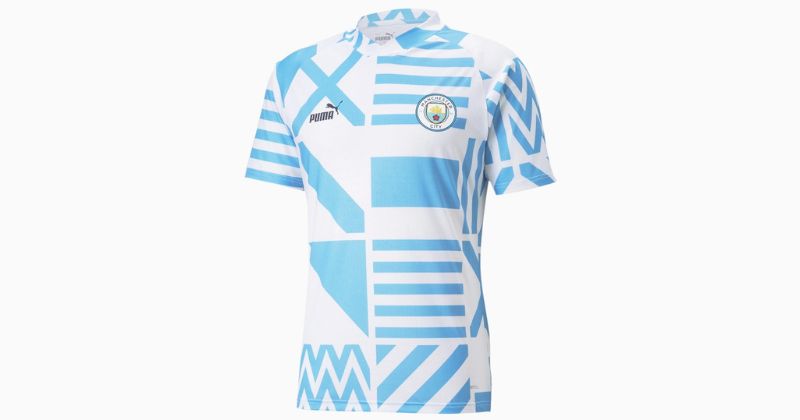 mens puma man city pre-match shirt 2022-23 in blue and white