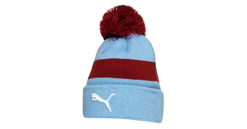 womens man city bobble hat in blue and maroon