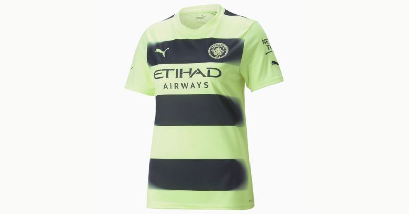 womens man city third shirt in yellow and black