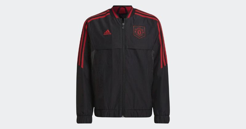 kids adidas man utd anthem jacket in black