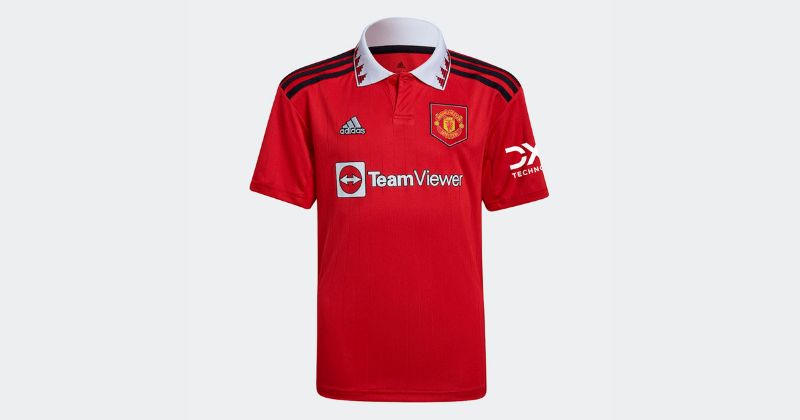 kids man utd home shirt 2022-23 in red
