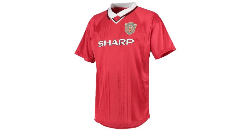 mens man utd champions league home shirt 1999-00 in red
