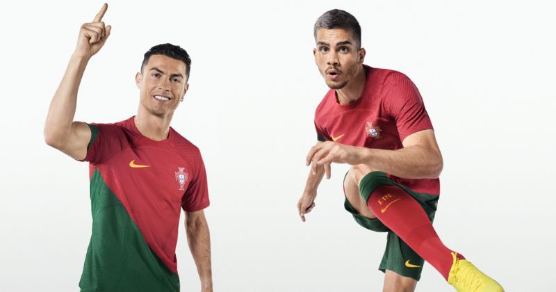 portugal 2022 home kit in maroon and green