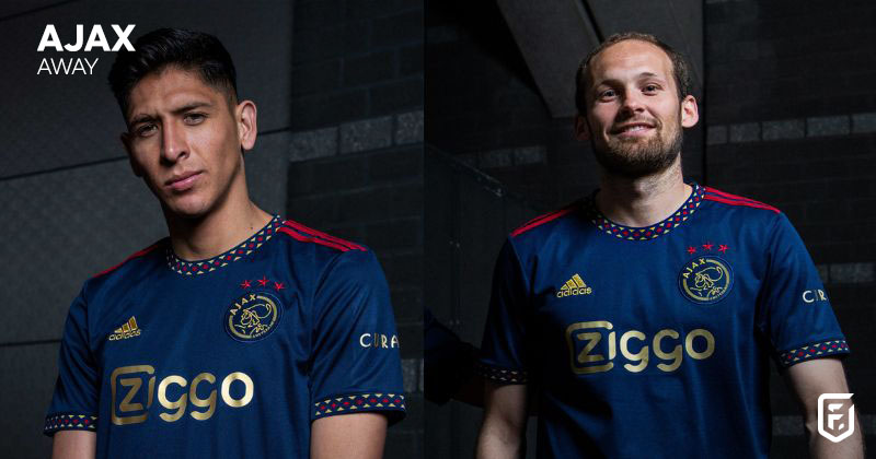 ajax away shirt 2022-23 in navy and gold