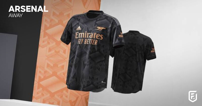 arsenal away shirt 2022-23 in black and gold