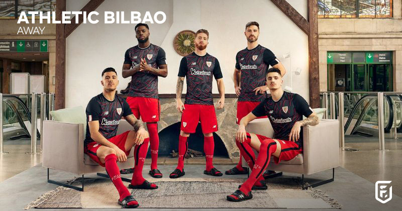 athletic bilbao away shirt 2022-23 in black and red