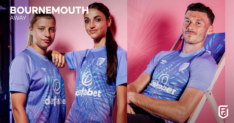 bournemouth away shirt 2022-23 in purple and pink