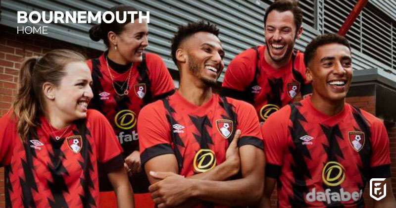 bournemouth home shirt 2022-23 in red and black