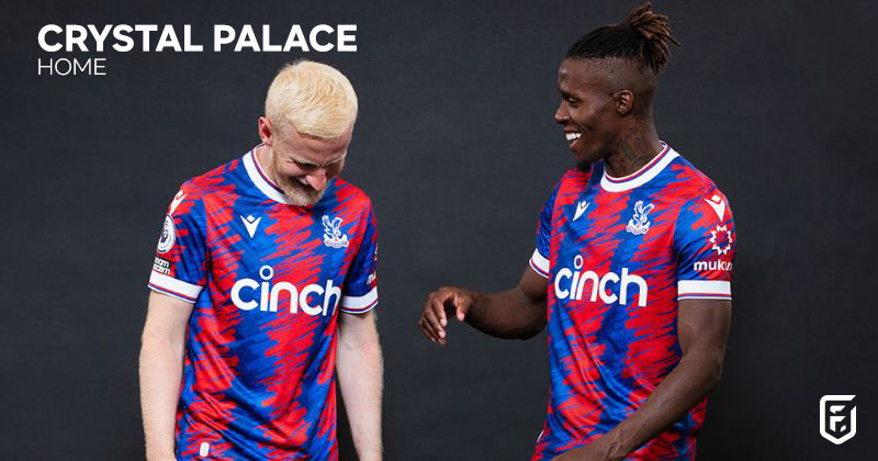 crystal palace home shirt 2022-23 in red and blue