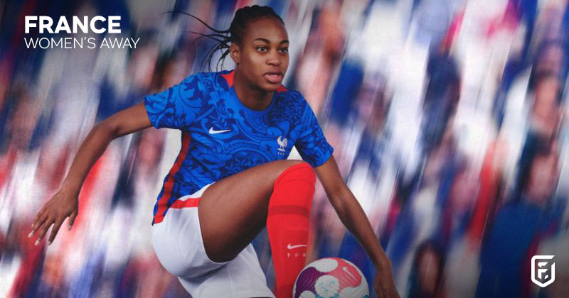 france womens home shirt 2022-23 in blue and red