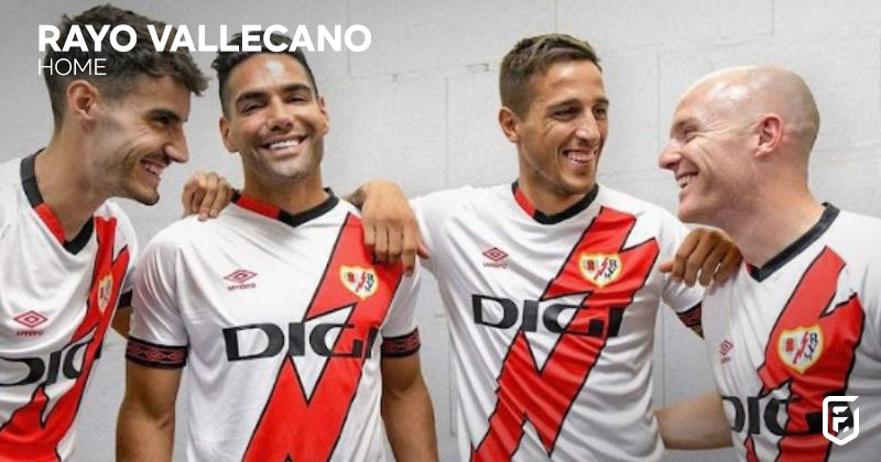 rayo vallecano home shirt 2022-23 in white and red