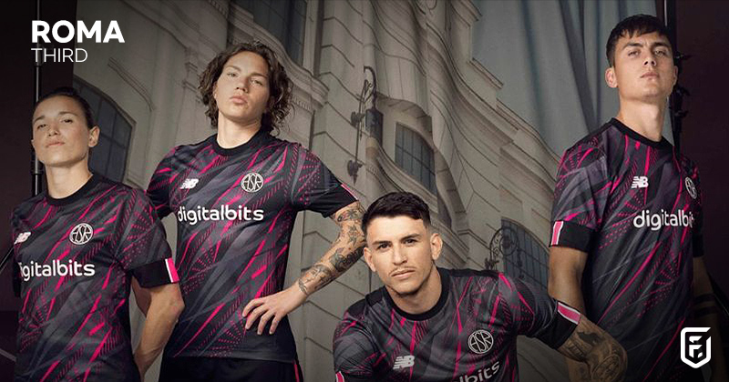 as roma third shirt 2022-23 in black and pink
