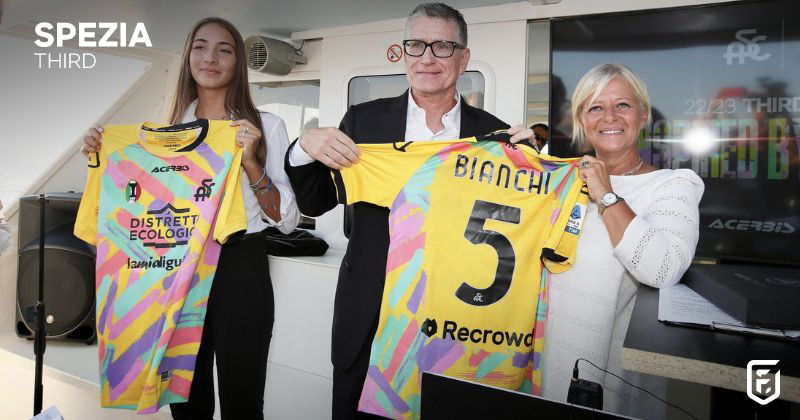 spezia third shirt 2022-23 in yellow and pink