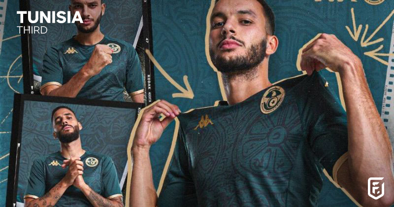 tunisia third shirt 2022-23 in dark green and gold