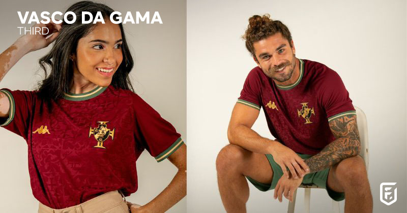 vasco da gama third shirt 2022-23 in maroon and green