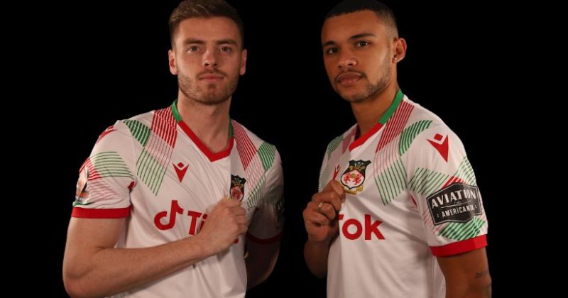 wrexham fc third shirt in white green and red