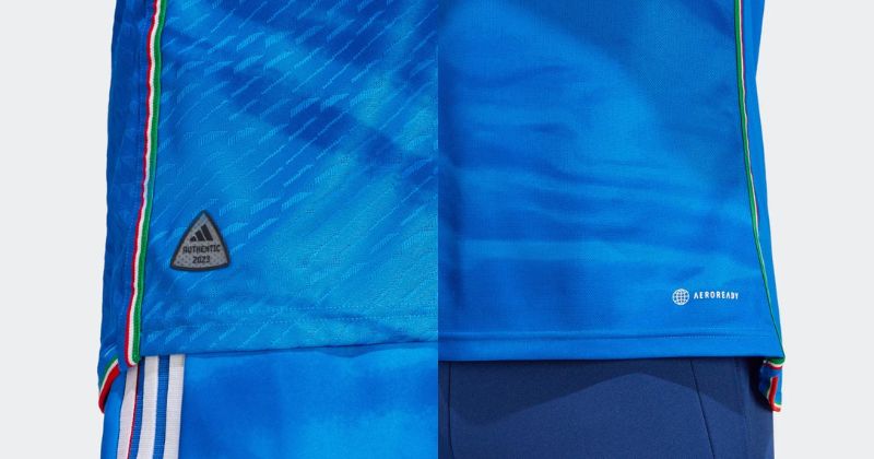 adidas heat ready and adidas aero ready material italy football shirts close up