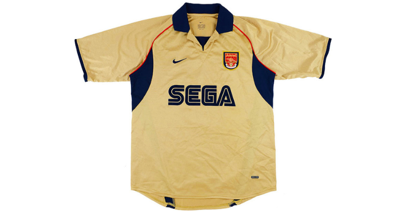 arsenal 2001-02 nike away shirt in gold