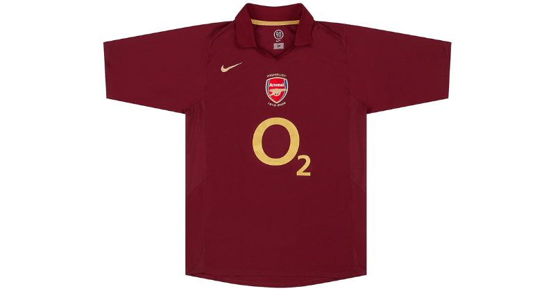 arsenal 2005-06 nike home shirt in plum burgundy