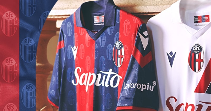 bologna 2023-24 home shirt in blue and red