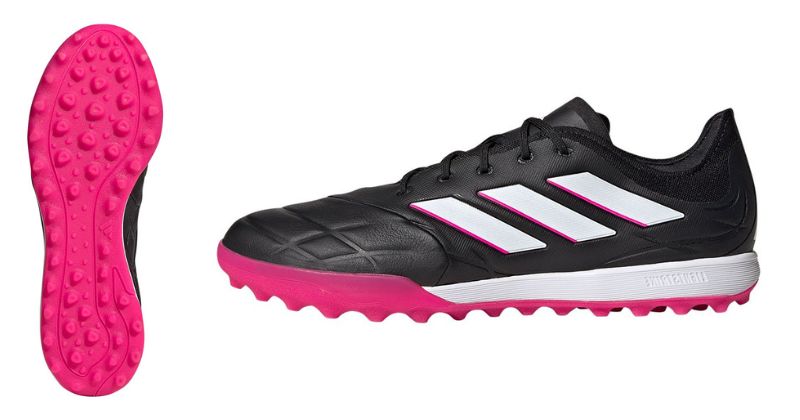 adidas copa pure tf football trainers in black and pink