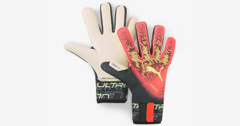 puma ultra grip1 goalkeeper gloves in orange black and white 