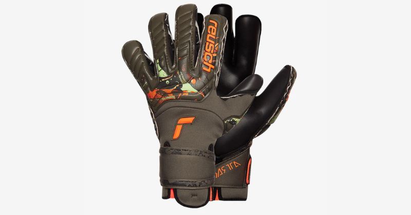 reusch attrakt due adaptiveflex goalkeeper gloves in black and orange