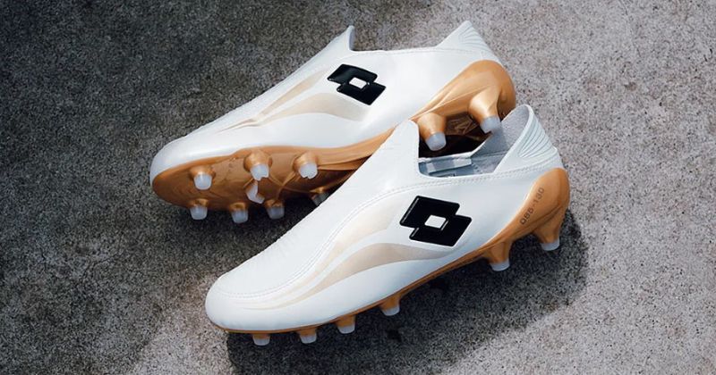 remake of lotto zhero gravity football boots in gold and white