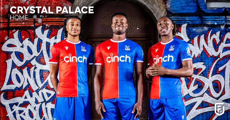 crystal palace 2023-24 home shirt in blue and red halves