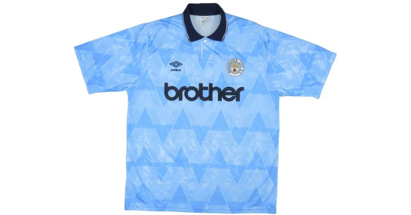 manchester city 1989-91 home shirt in sky blue