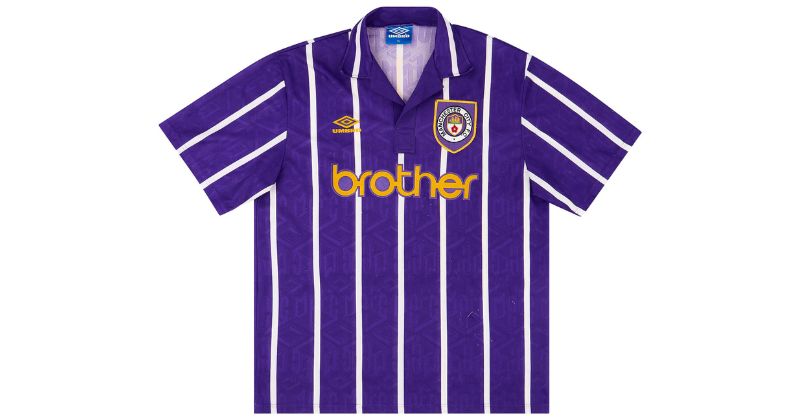 manchester city 1992-94 away shirt in purple