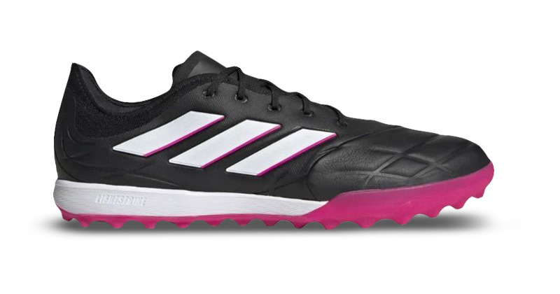 adidas copa pure 1 tf football trainers in black and pink