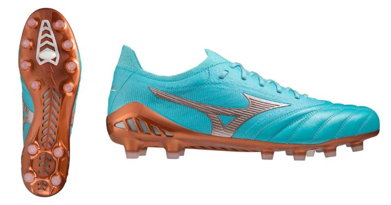 mizuno morelia neo 3 made in japan football boots in blue and gold