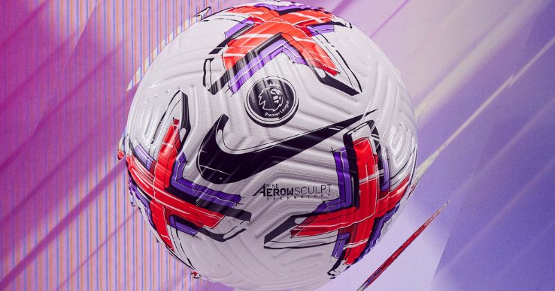official nike premier league football 2023 in white and purple