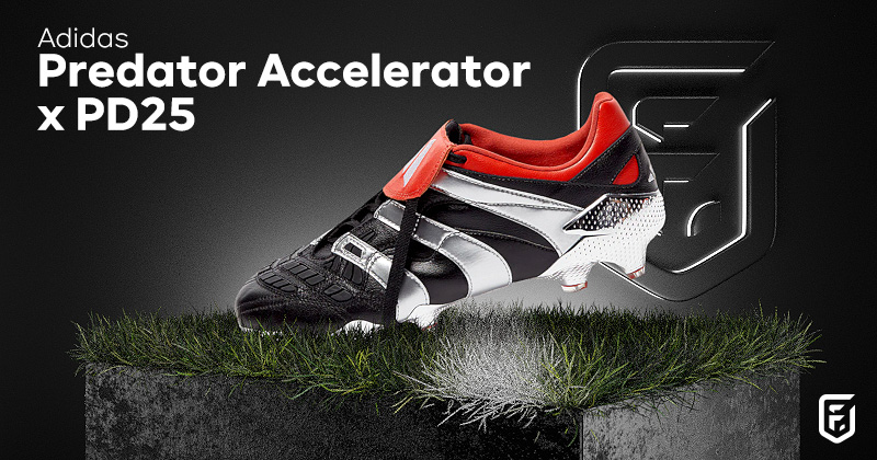 adidas predator accelerator pd25 anniversary football boot in black silver and red