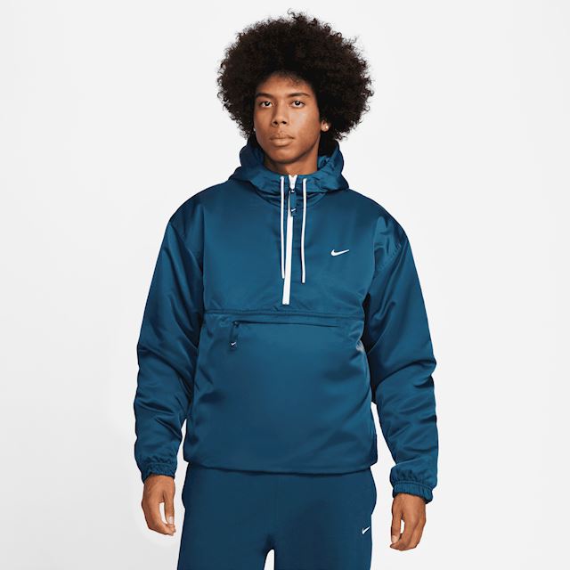 Nike Solo Swoosh Men's Satin Anorak Jacket - Blue | DR0839-460 | FOOTY.COM