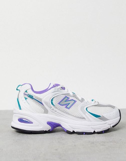 new balance 530 mesh trainers in white and lilac